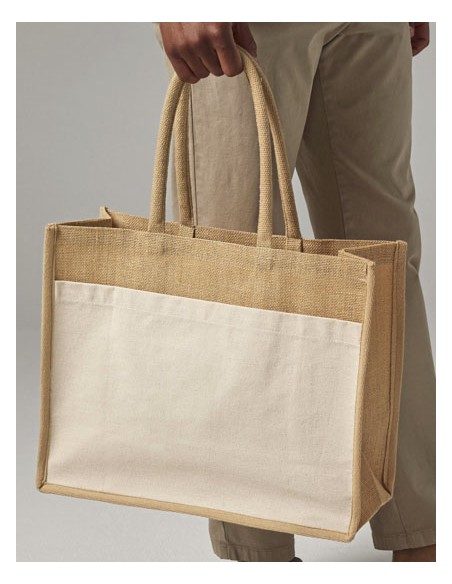 WES-W480-Cotton Pocket Natural Starched Jute Shopper 2